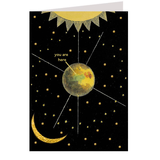 Glittered Your Are Here Whimsical Celestial Card ~ England